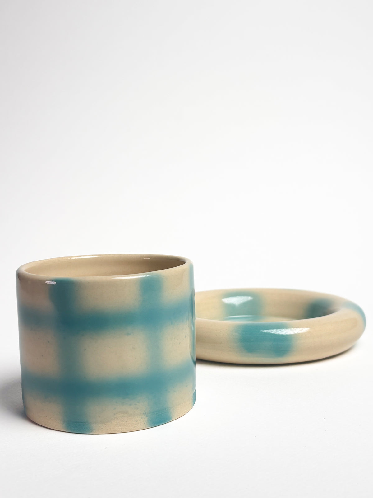 Set tasse + assiette goûter turquoise