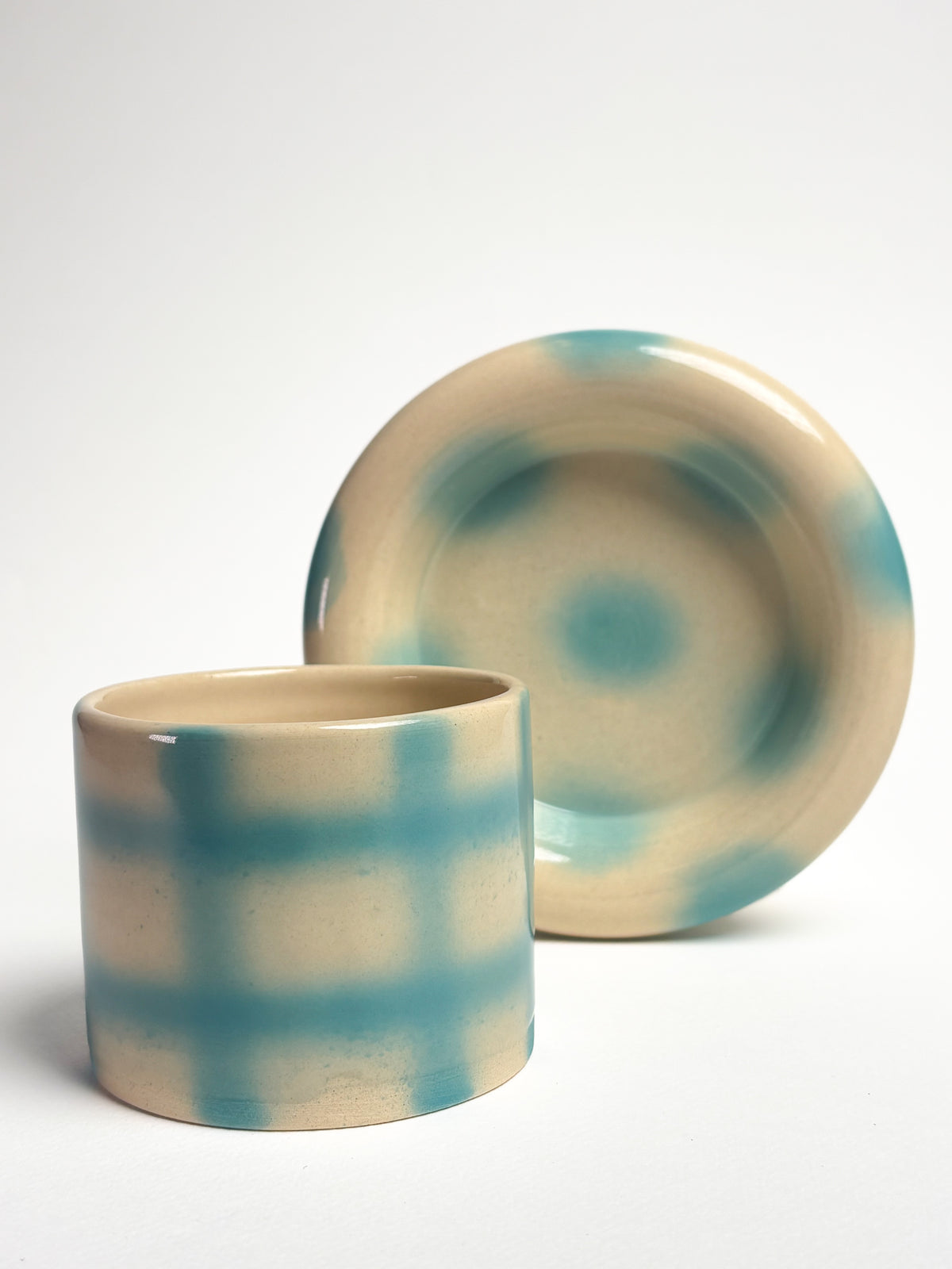 Set tasse + assiette goûter turquoise