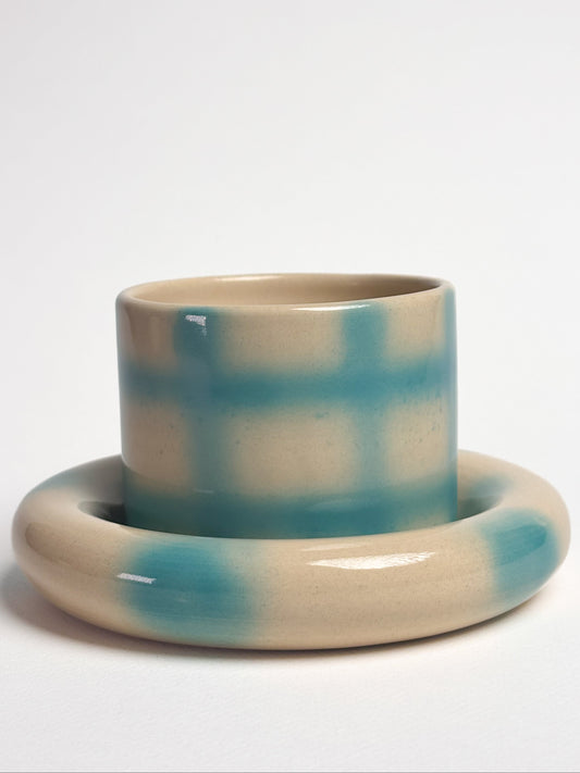 Set tasse + assiette goûter turquoise