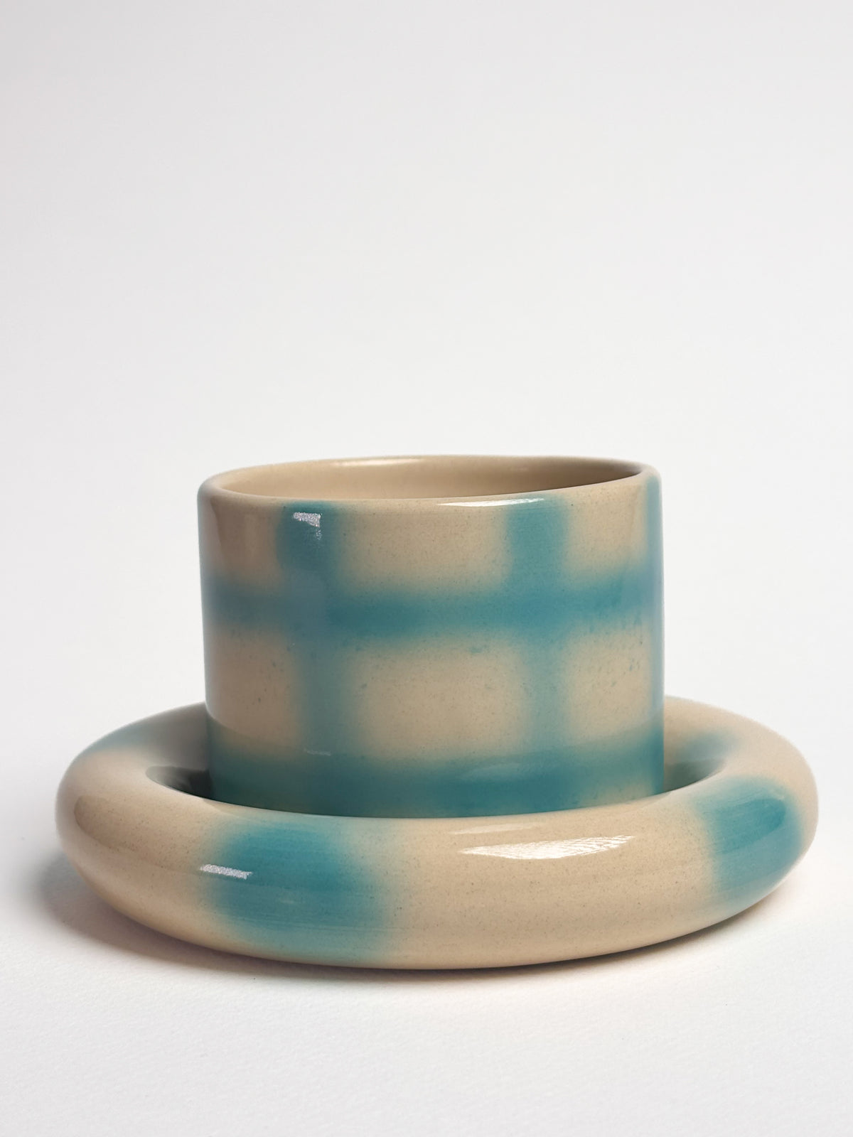 Set tasse + assiette goûter turquoise (défaut)