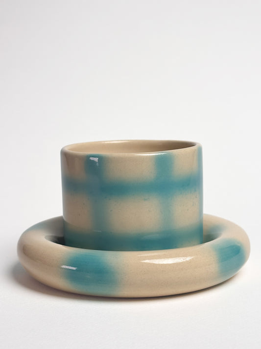 Set tasse + assiette goûter turquoise (défaut)